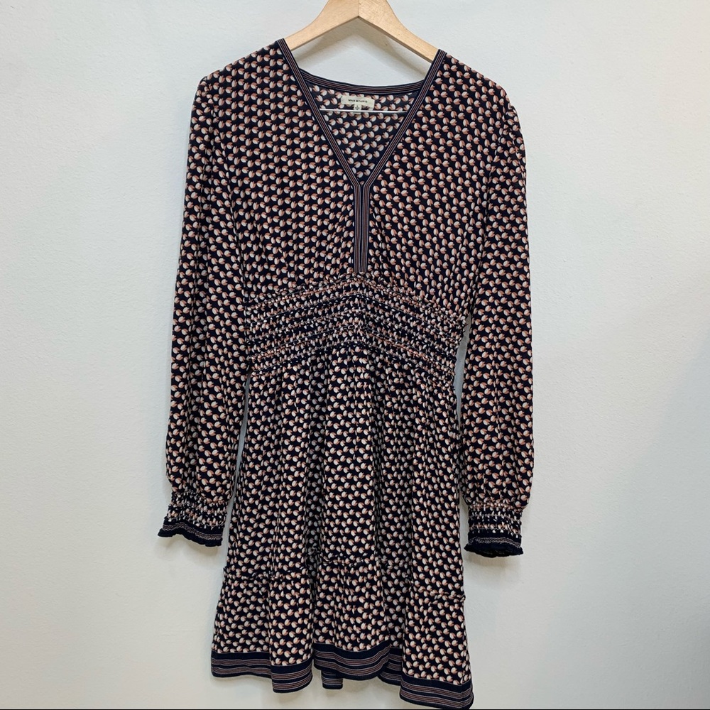 Max Studio Navy Tulip Dress Long Sleeves, Large